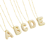Collier initial en lettres bulles | Or Blanc