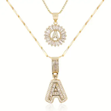 Collier initial en pavé | Or Blanc