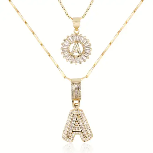 Collier initial en pavé | Or Blanc