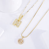 Collier initial en pavé | Or Blanc