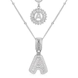 Collier initial en pavé | Or Blanc