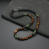 Collier luxueux en perles d'œil de tigre avec fermoir | Or