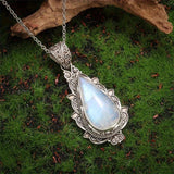Collier rétro avec pendentif en pierre de lune