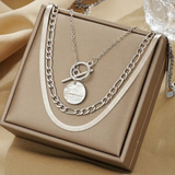 Collier superposé en pièce texturée Savira | Or blanc
