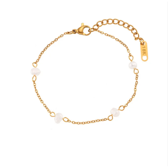 Ensemble complet de collier et bracelet avec des marguerites en acier inoxydable | Or