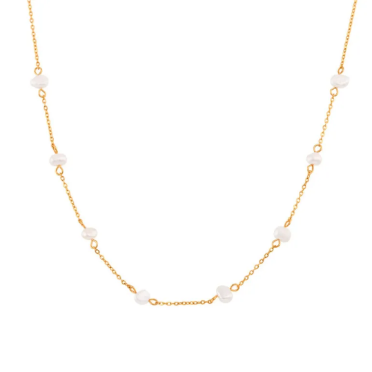 Ensemble complet de collier et bracelet avec des marguerites en acier inoxydable | Or
