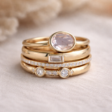 Ensemble de bagues rétro avec zircon | Or