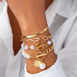 Ensemble de Bracelets Chic en Or - Serpent, Perles & Maillons | Or