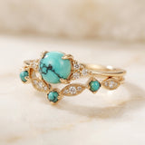Ensemble de bagues dorées avec turquoise
