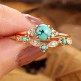 Ensemble de bagues avec turquoise | Or