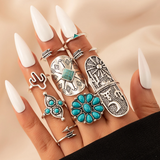 Ensemble de bagues rétro et turquoise | Argent