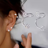 Ensemble de boucles d'oreilles légères de luxe avec des billes en spirale et des strass | Or