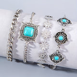 Ensemble de bracelets en pierre arc-en-ciel | Or blanc