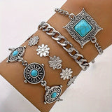 Ensemble de bracelets en pierre arc-en-ciel | Or blanc