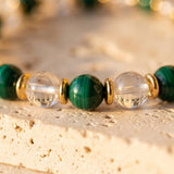 Bracelet "Nouveau Départ"en Malachite et Cristal de Roche