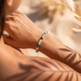 Bracelet "Rêve de Lagon" en Amazonite, Apatite & Cristal de Roche Craquelé