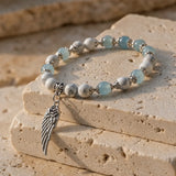 Bracelet Aile d'Ange en Howlite & Aigue-Marine
