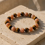 Bracelet "Élan Positif" Oeil de tigre & Pierre de Soleil