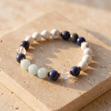 Collier Mala "Sérénité Bleue" en Lapis-Lazuli, Aigue-Marine & Howlite