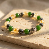 Bracelet "Symboles de Chance" en Jade, Citrine & Hématite