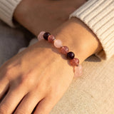 Bracelet "Amour Infini" en Quartz Rose, Grenat & Quartz Fraise