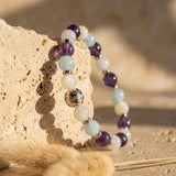 Bracelet Premium "Ciel Intérieur" en Améthyste, Aigue-Marine & Pierre de Lune