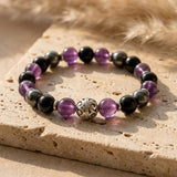 Bracelet "Bulle Protectrice" – Améthyste, Hématite & Obsidienne