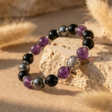 Bracelet "Bulle Protectrice" – Améthyste, Hématite & Obsidienne