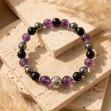Bracelet "Bulle Protectrice" – Améthyste, Hématite & Obsidienne
