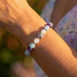 Bracelet Premium "Ciel Intérieur" en Améthyste, Aigue-Marine & Pierre de Lune