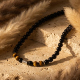 Collier "Bouclier de Sagesse" en Obsidienne Noire & Oeil de Tigre