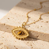 Collier "Mauvais Oeil" en Oeil de Tigre