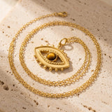 Collier "Mauvais Oeil" en Oeil de Tigre