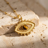 Collier "Mauvais Oeil" en Oeil de Tigre