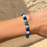 Bracelet "Océan" en Amazonite, Lapis Lazuli, Aigue-Marine & Apatite