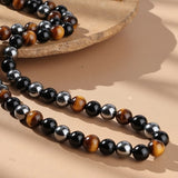 Collier "3 Protections" en Hématite, Obsidienne & Oeil de Tigre