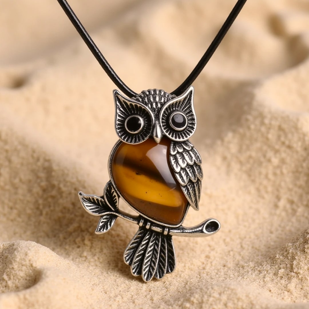 Collier "Esprit du Hibou" – Pierre Naturelle au Choix