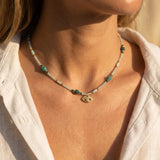Collier "Oeil protecteur & Sérénité Intérieure" en Amazonite & Apatite