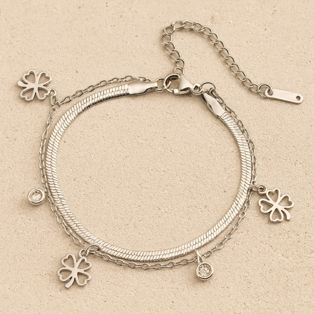 Bracelet "Trèfle Enchanté" - Couleur Or / Argent