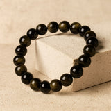 Bracelet "Halo de Lumière" en Obsidienne Dorée