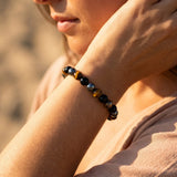 Bracelet "3 Protections" en Oeil de Tigre, Hématite & Obsidienne Noire