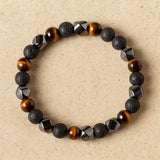 Bracelet Triple Protection en Pierre de Lave, Oeil de Tigre & Hématite