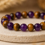 Bracelet "Délivrance" en Améthyste & Oeil de Tigre