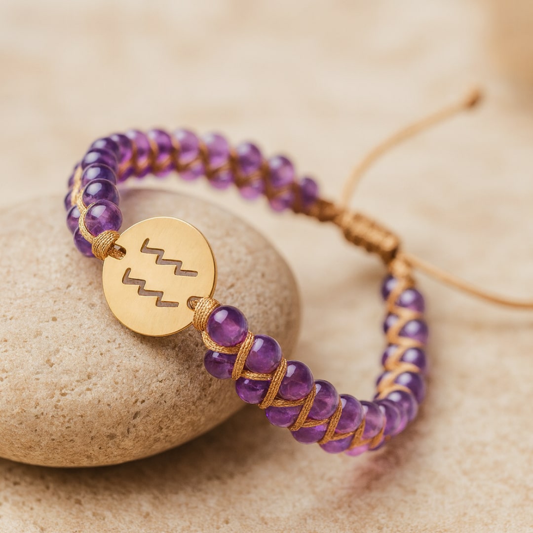 Bracelet Tressé "12 Constellations" en Pierres Naturelles