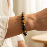 Bracelet "Oeil Multiple" en Oeil de Tigre, Oeil de Taureau & Oeil de Faucon