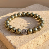 Bracelet Bouclier de Prospérité en Pyrite