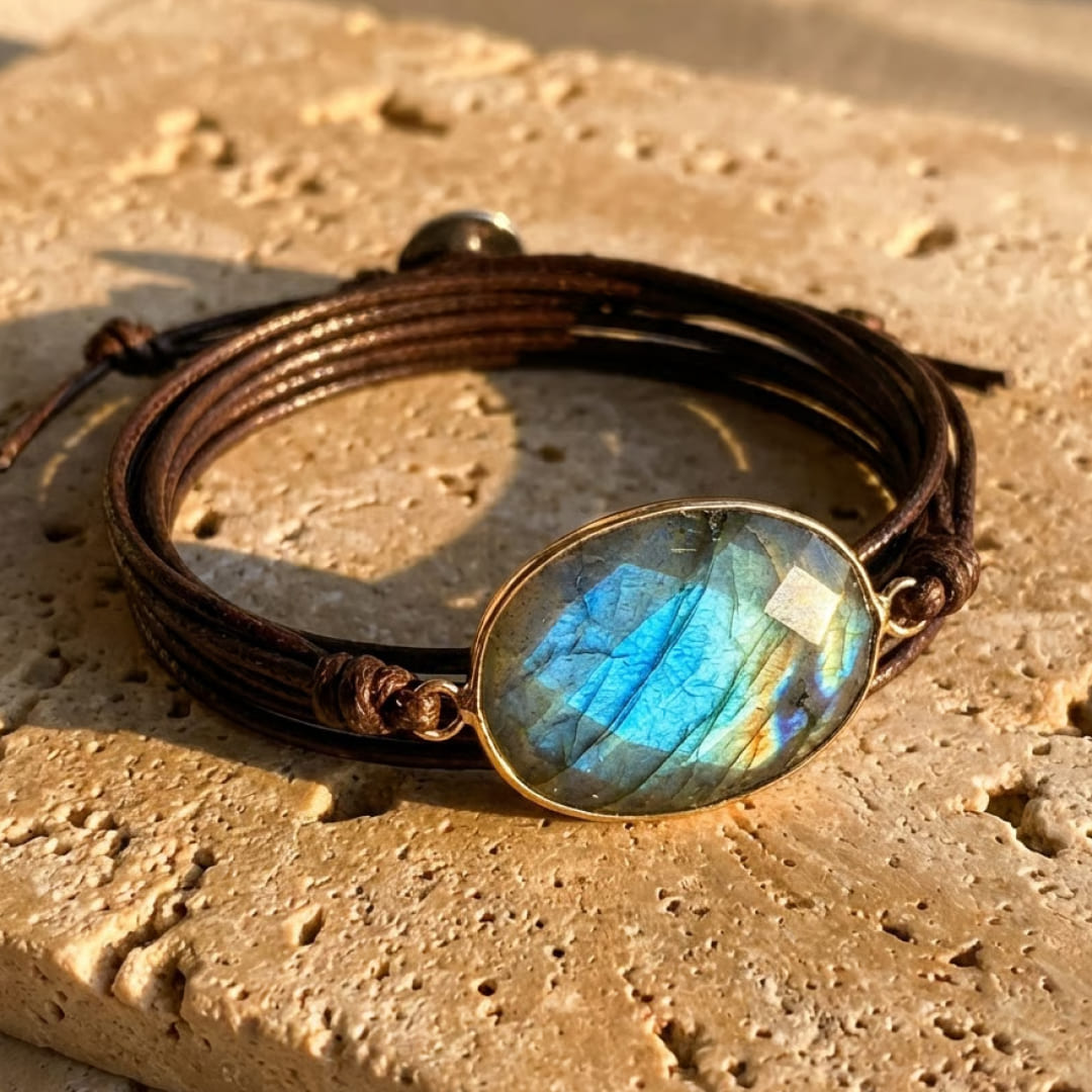 Bracelet "Bouclier de Lumière" en Labradorite