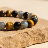 Bracelet "Protection Ultime" en Tourmaline, Oeil de Tigre & Labradorite