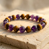 Bracelet "Délivrance" en Améthyste & Oeil de Tigre