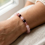 Bracelet "Amour Infini" en Quartz Rose, Grenat & Quartz Fraise